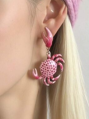 Barbiecore Crab Drop Earrings